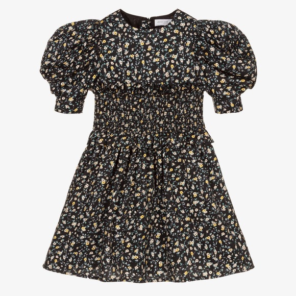 NWOT Jessie and James Black and Yellow Floral Dress, Size 6 Years. - Picture 9 of 10